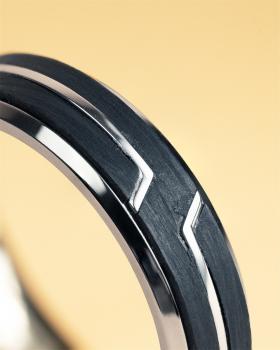 Preview: Titanring mit geschmiedetem Carbon-Finish - Rex Silver